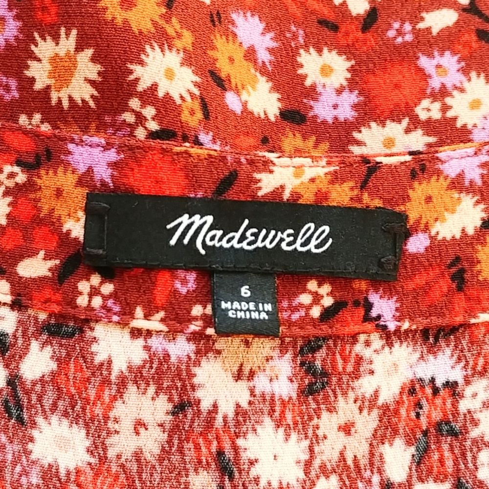 MADEWELL Button Front Mini Dress In Spring Prairie - Picture 9 of 10